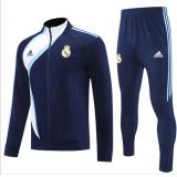 Chándal Real Madrid 2025/26- Dark Bule with White Retro (Cremallera larga)